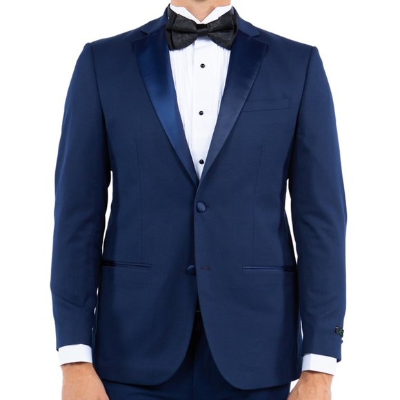 Notch Lapel (Tailored to Move and Flex) Tuxedo Separates Coat, Navy by ZeGarie - Picture 5 of 5